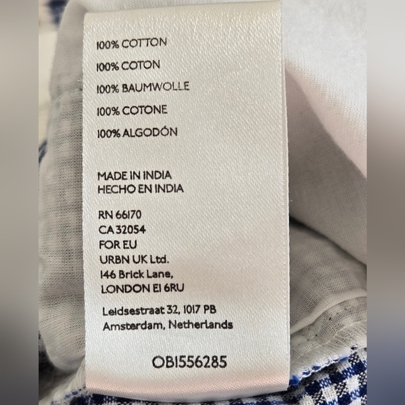 Free People Kate Plaid Straight Leg Pant Blue & White Check size Medium - Picture 12 of 16